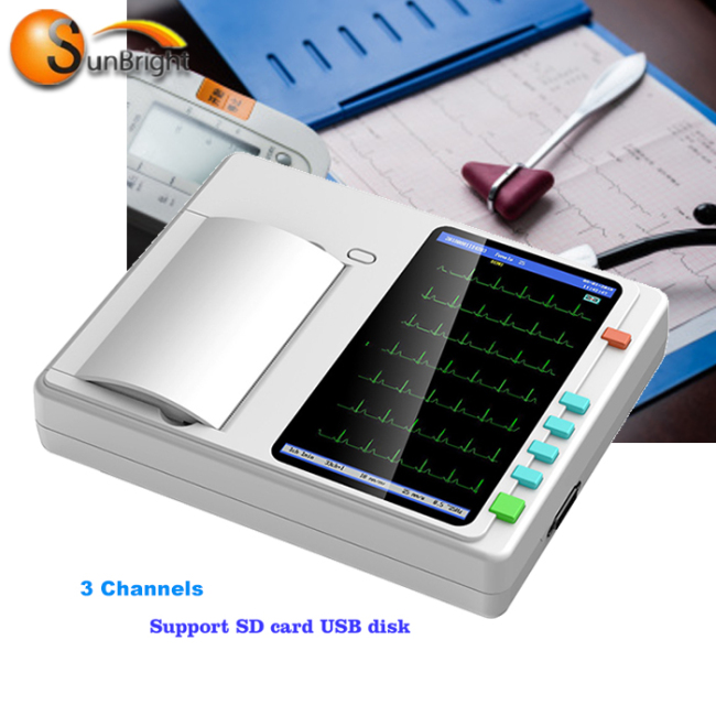 12 lead Digital electrocardiograph EKG ECG machine 3 channel ECG 12 inch