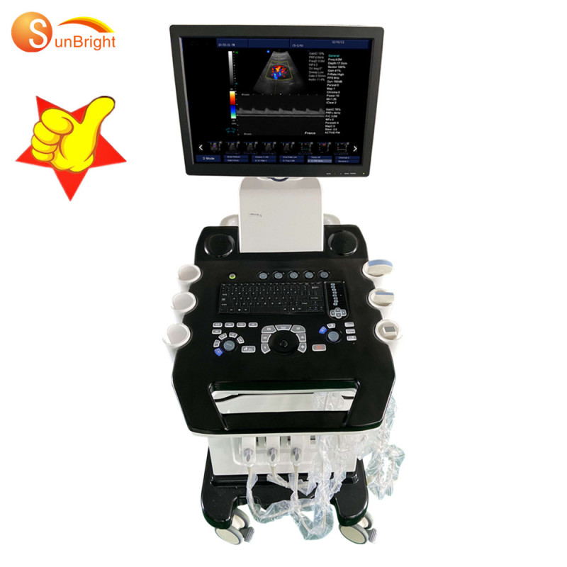Carro de ultrasonido doppler 15d de 4 pulgadas doppler color con 4 conectores de sonda