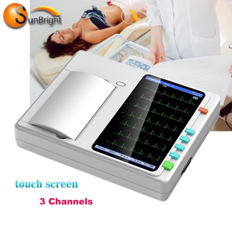 ECG 1200G Digital 3 canales ECG/EKG pantalla táctil máquina ecg 12 derivaciones