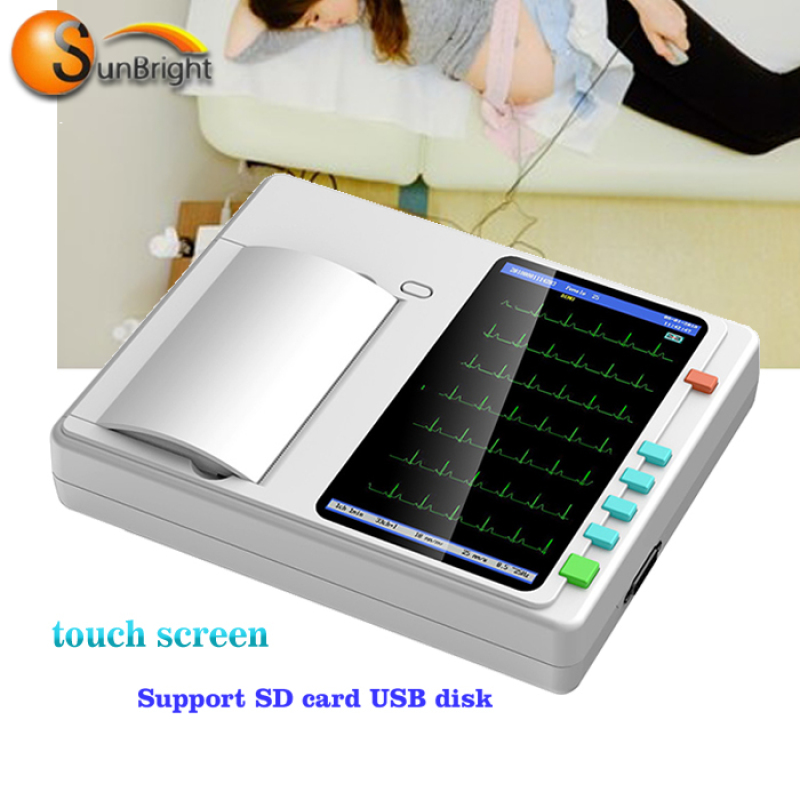 Newest six channel ECG machine touch screen portable EKG price spo2 ECG