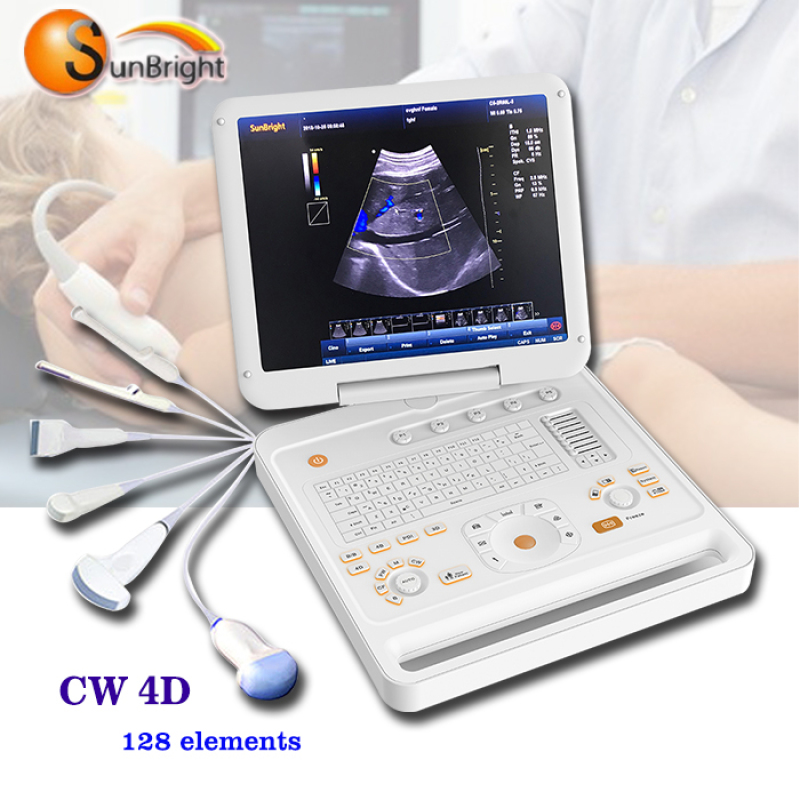 Doppler wiederaufladbare tragbare 4D CW PW Volumen Phased Array Sonde Farbdoppler Ultraschall