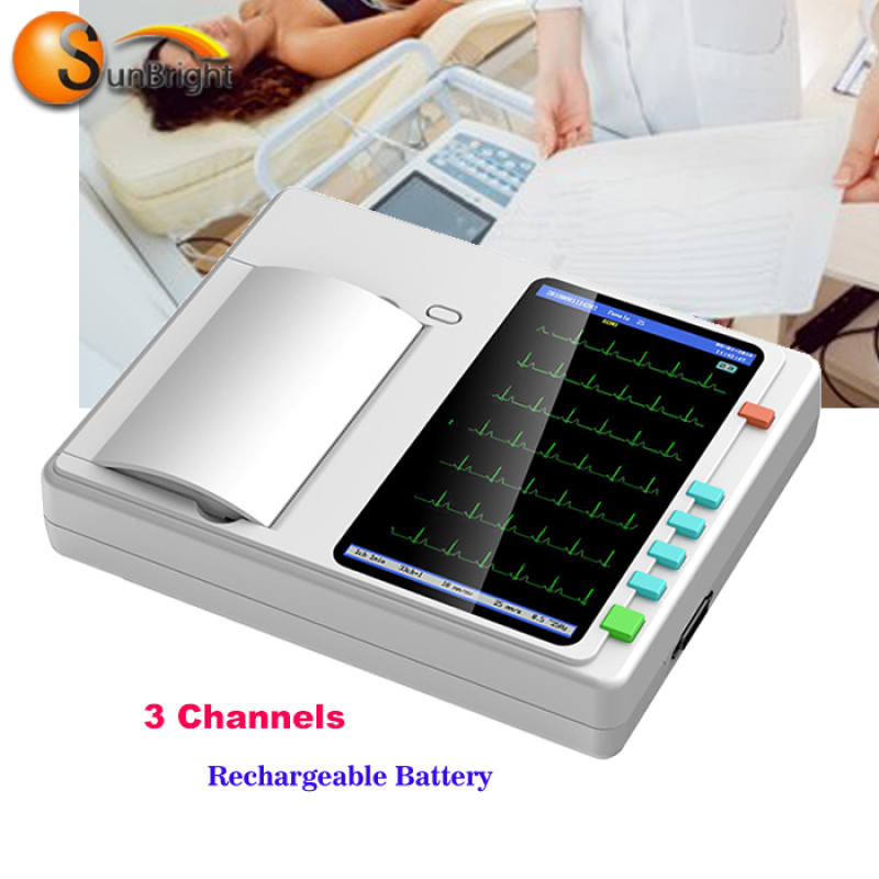 High-resolution 3-Channel Digital ECG heart rate monitor Machine for Hospital