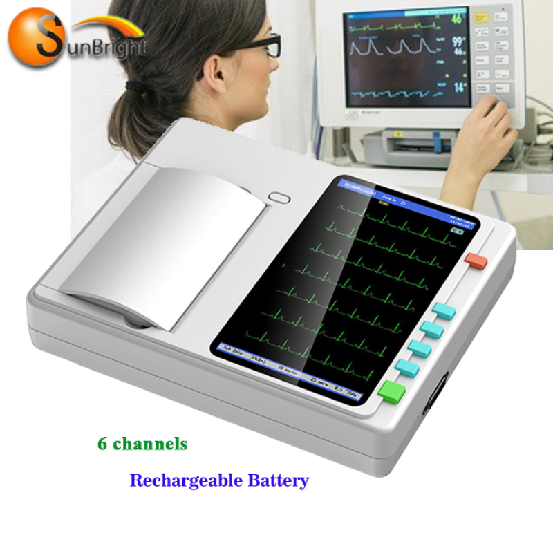 Factory price 7 Inch Color Tft Lcd Display Medical Ecg Machine 6 Channel
