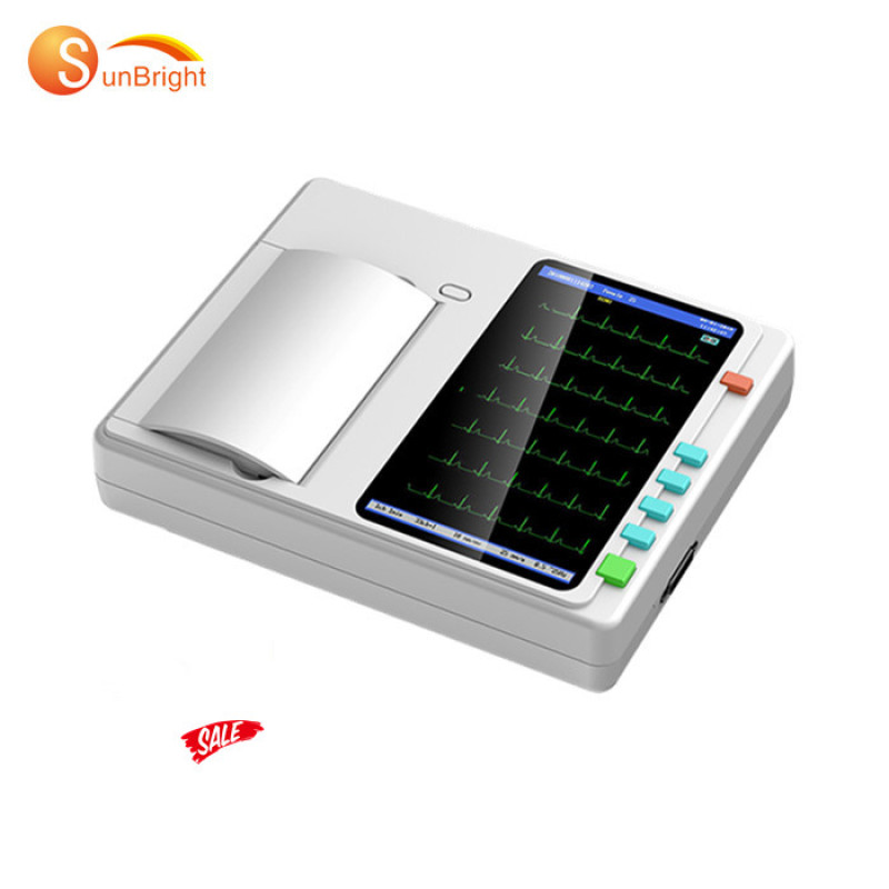 High quality touch screen automatic analysis 6 channel 12 lead medical ECG machine