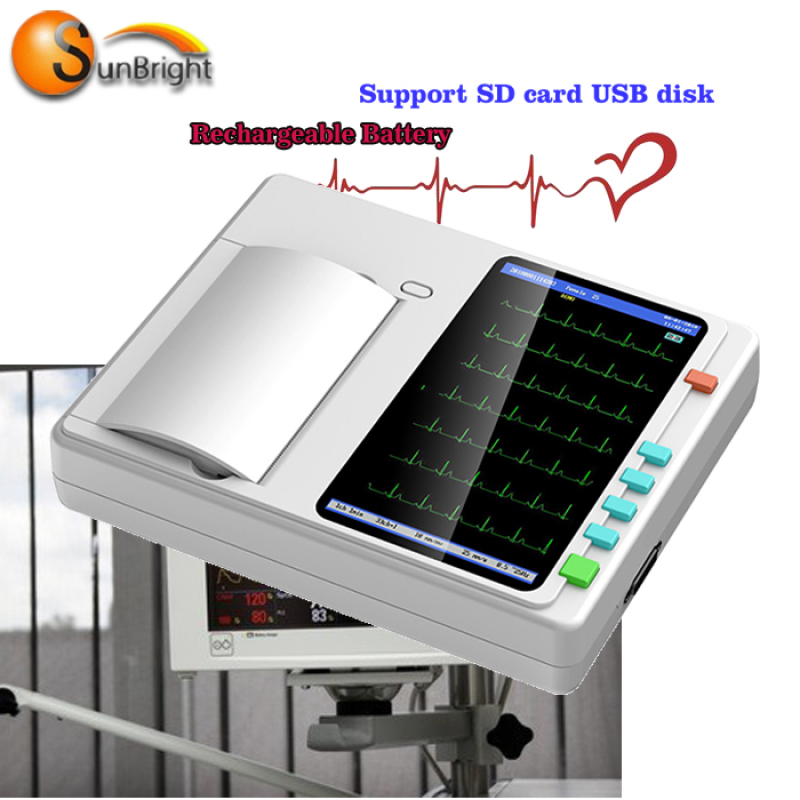 Portable emergency 6 channel ECG monitor portable ambulatory ECG EKG monitor