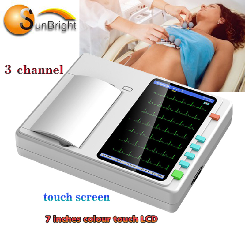 Portable 3 Channel Resting Digital electrocardiogram ecg cable 12 lead