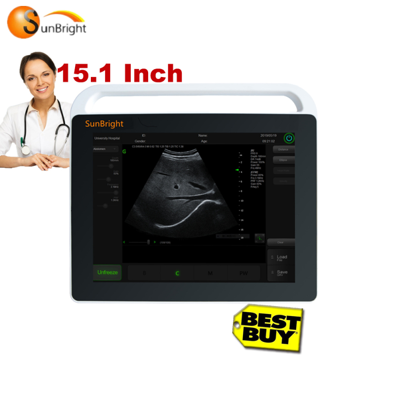 شاشة ملونة رقمية كاملة تعمل باللمس مقاس 15.1 بوصة تعمل بالموجات فوق الصوتية مع نظام تقرير تلقائي