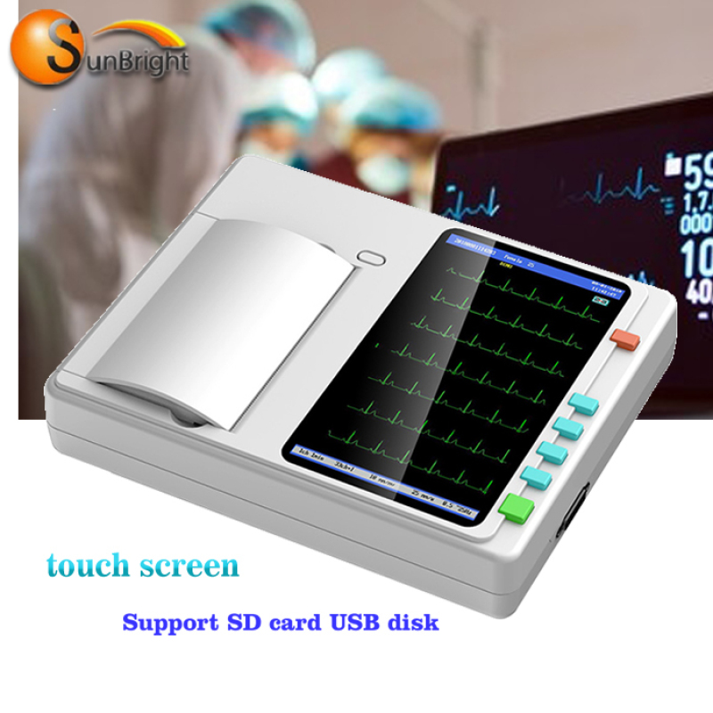 Hot sale great quality easy carry 6 Channel ECG Machine with touch screen spo2 ECG