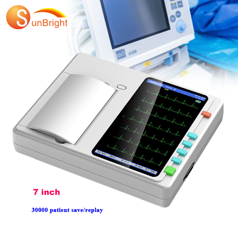 Máquina de color de ecg completamente digital de 3 canales y 12 derivaciones con batería integrada y rendimiento de pozo de alta calidad