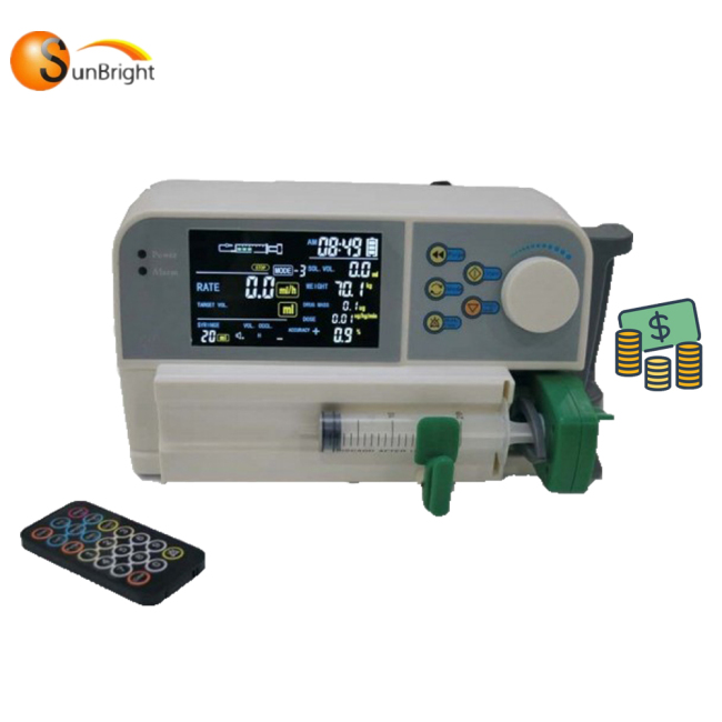 Color display remote control Treatment use types of syringe pump