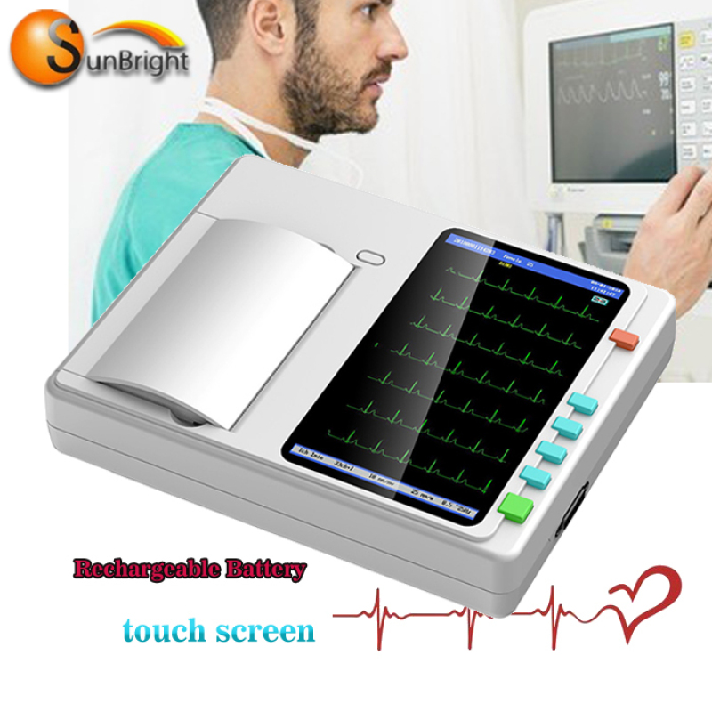 Sale of touch screen electrocardiogram color display three channel cheap ECG machine