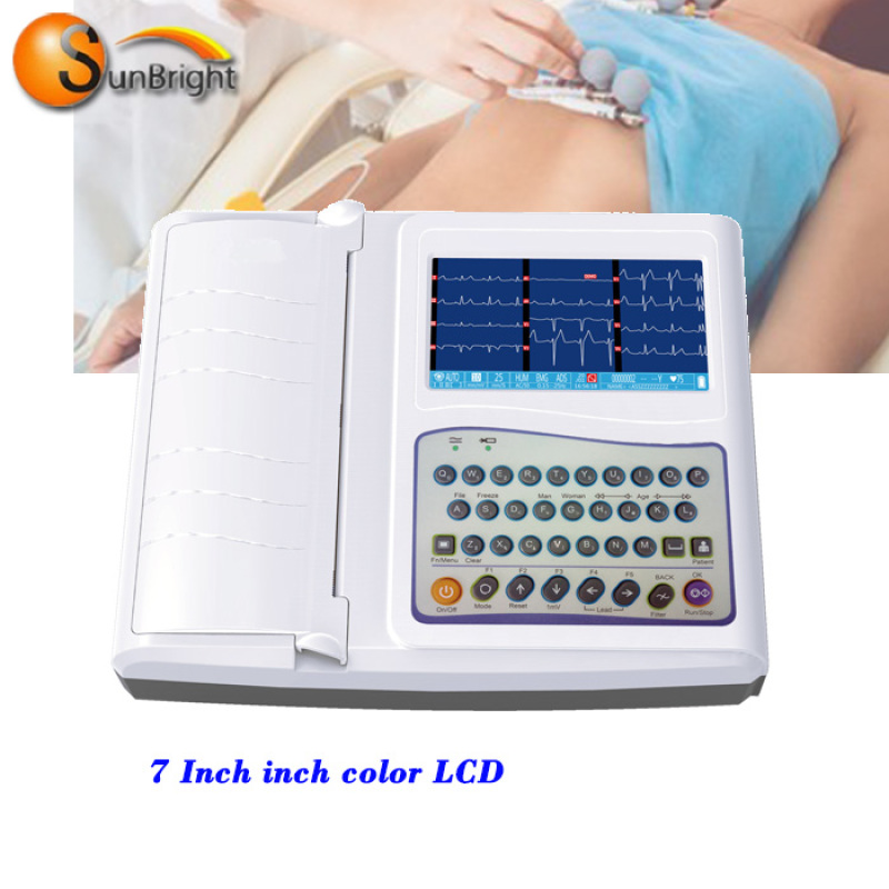 Portable 12 Channel ECG Machine LCD Display cheap ecg machine china