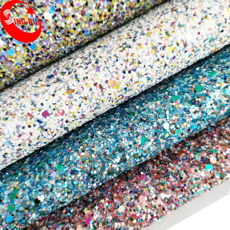 Very Popular Wenzhou Shiny 3D Chunky Glitter Leather Fabric