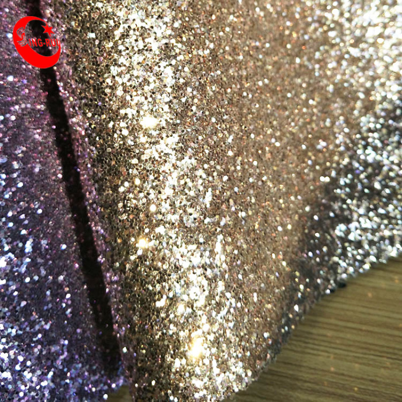 Hot Selling Shiny Chunky Glitter Leather Fabric Wallpaper
