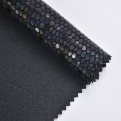 2022 ¡NUEVO! Material de pu de cuero sintético de mosaico iridiscente de concha de patrón de serpiente de papel polar para bolsos y zapatos