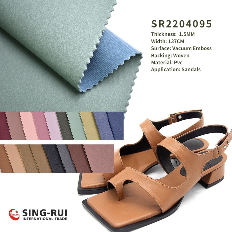 Custom sale 1.5mm vacuum emboss faux pvc artificial leather fabric for shoe sandals