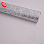 Silver Foiled Plaid PU Synthetic Leather Metallic Color For Shoes