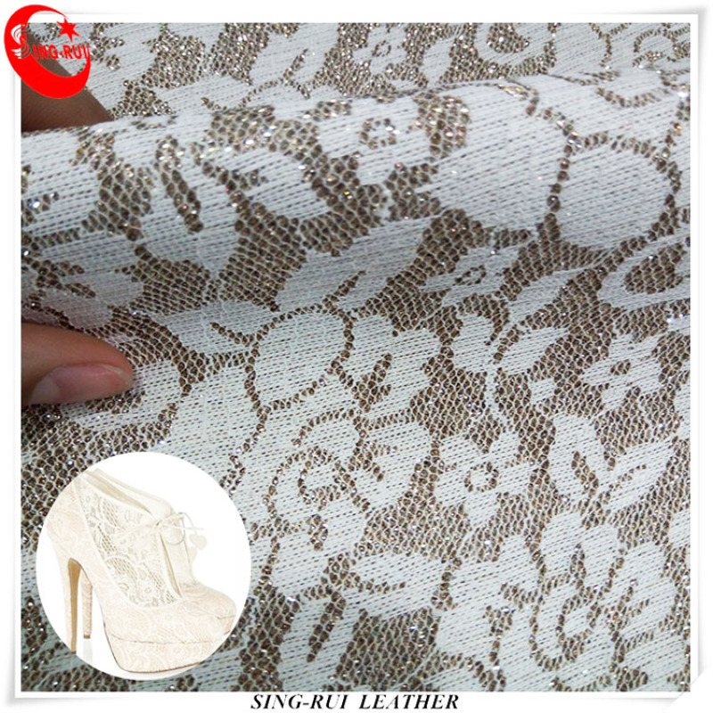 Mesh Glitter Zarina with Flower Pattern Tulle Lace Fabric for shoes