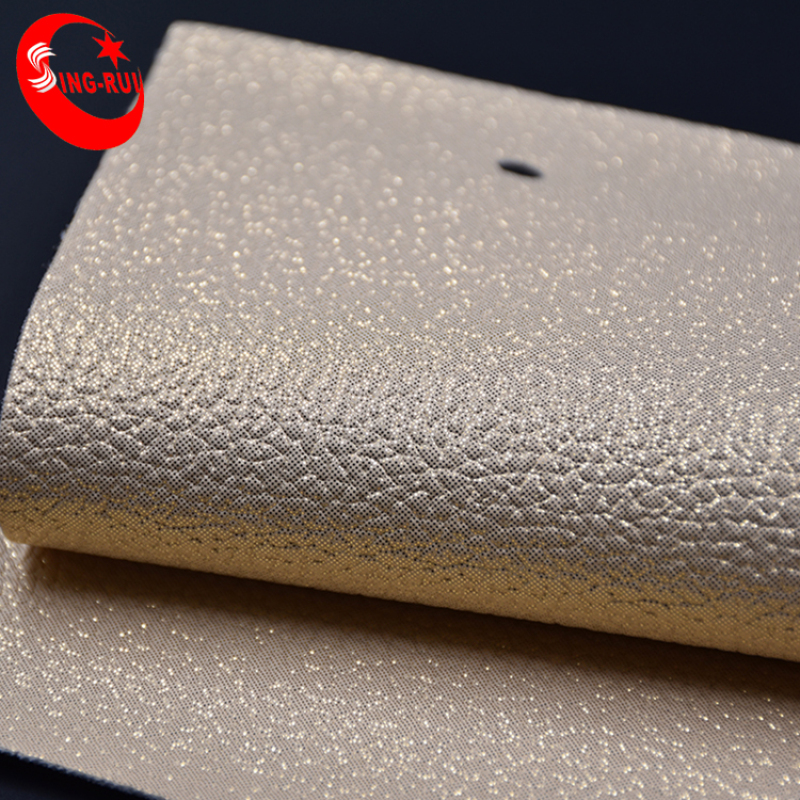 Classic Metallic Stamping Foiled Lichi embossed Pu Faux Leather for shoes