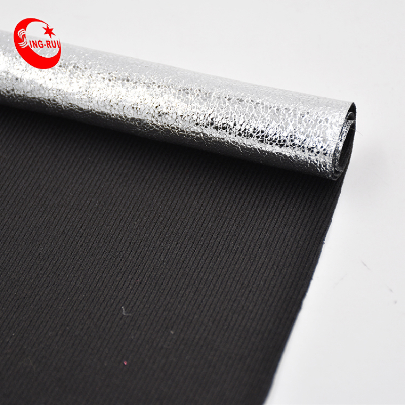 Silver Paper Surface Effect Shining Foiled Fabric for Fashion Shoes