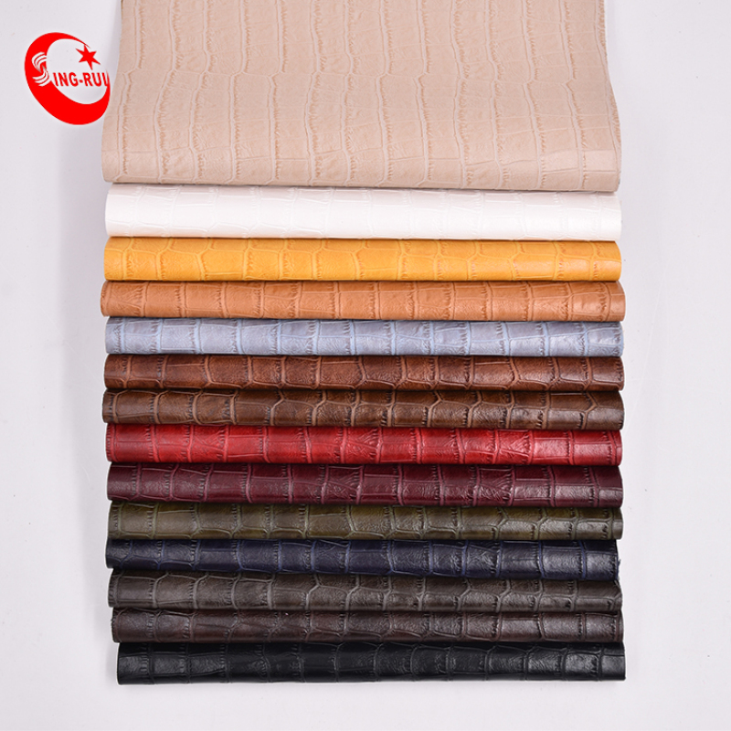 classics staining  The crocodile grain PU Leather for Making shoes leather