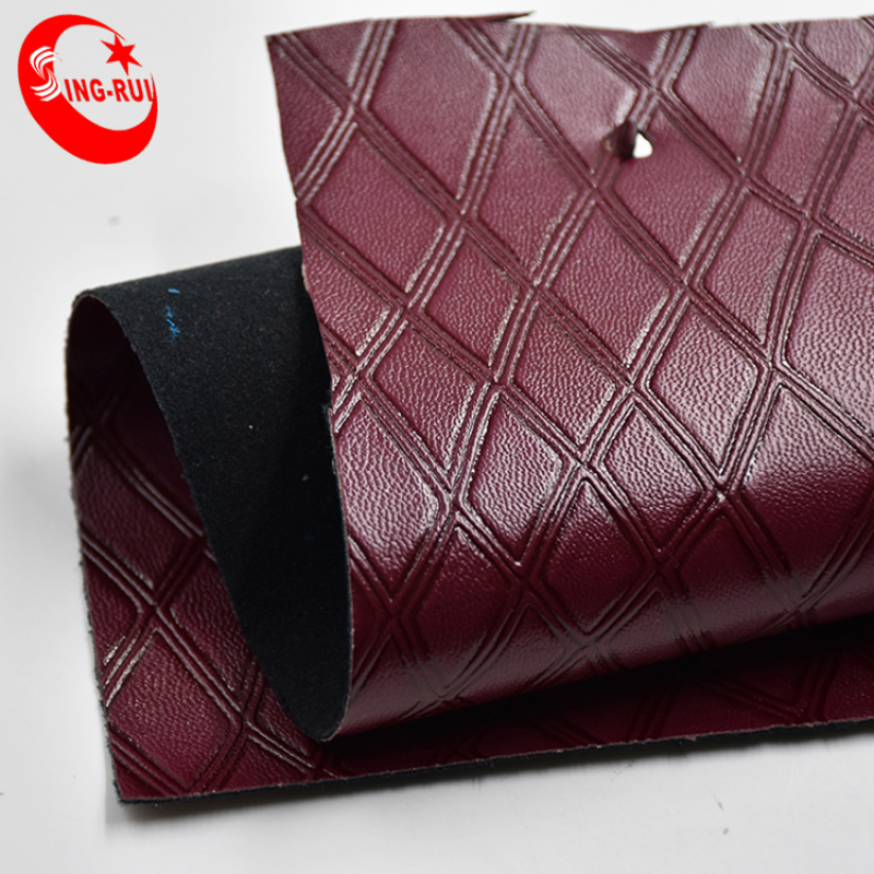 rhombus decoration Leather Fabric PU Leather for Shoes Bags