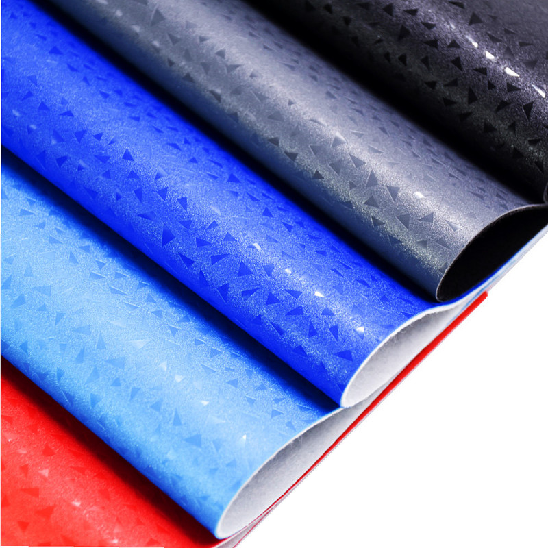 Free Sample 2020 s/w collection  emboss  pvc Synthetic Leather Fabric for shoes triangle pattern Multiple colors to choose from