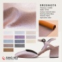 Luxury ladies shoes pu sandal shinning material synthetic leather manufacturer