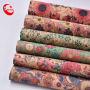 A4 Eco-Friendly Natural Flower Wood  Printed Leather Cork Textile Fabric For Bag Wallet Shoes