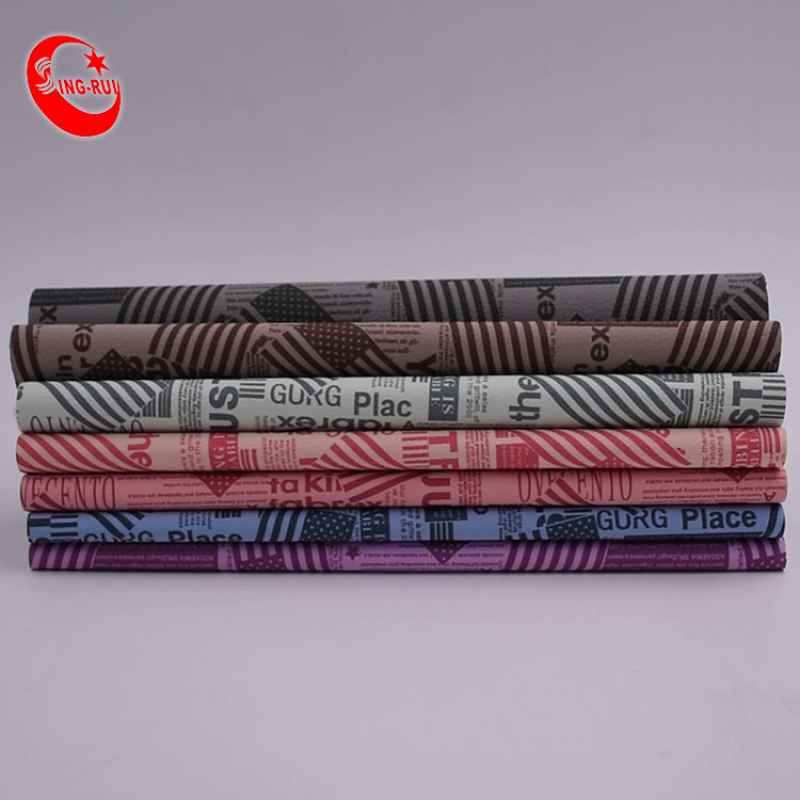 Newspaper Pattern Synthetic Leather Fabric Embossing Pu Leather For Making Bags