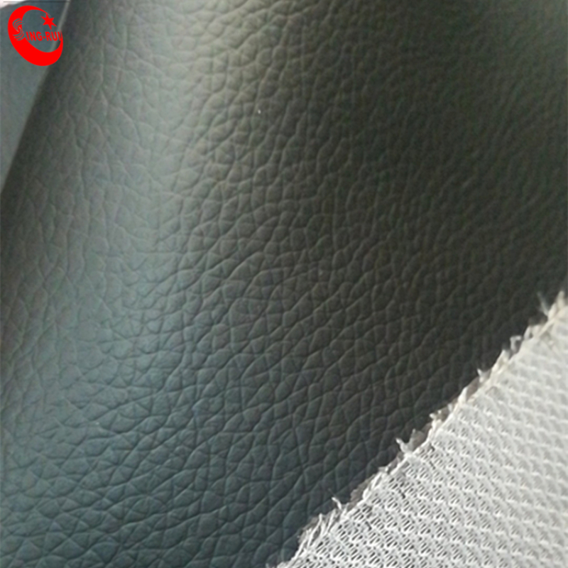 0.55MM Thickness PVC Leather with Fish Net backing  Car Seat leather