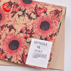 A4 Eco-Friendly Natural Flower Wood  Printed Leather Cork Textile Fabric For Bag Wallet Shoes