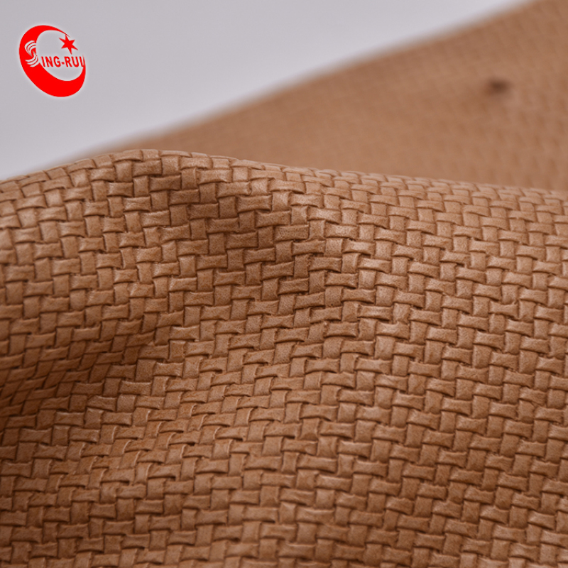 Weave Pattern PU Cotton Synthetic Leather Fabric