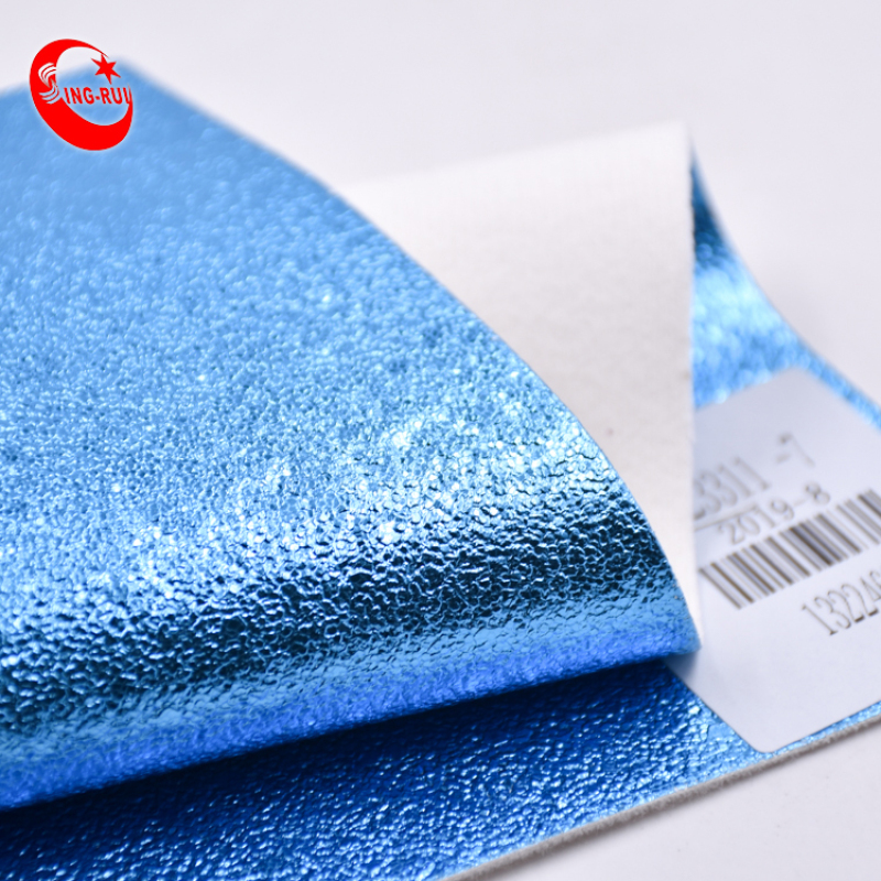 China Factory Metallic Shiny Foiled PU Leather for shoes for bag