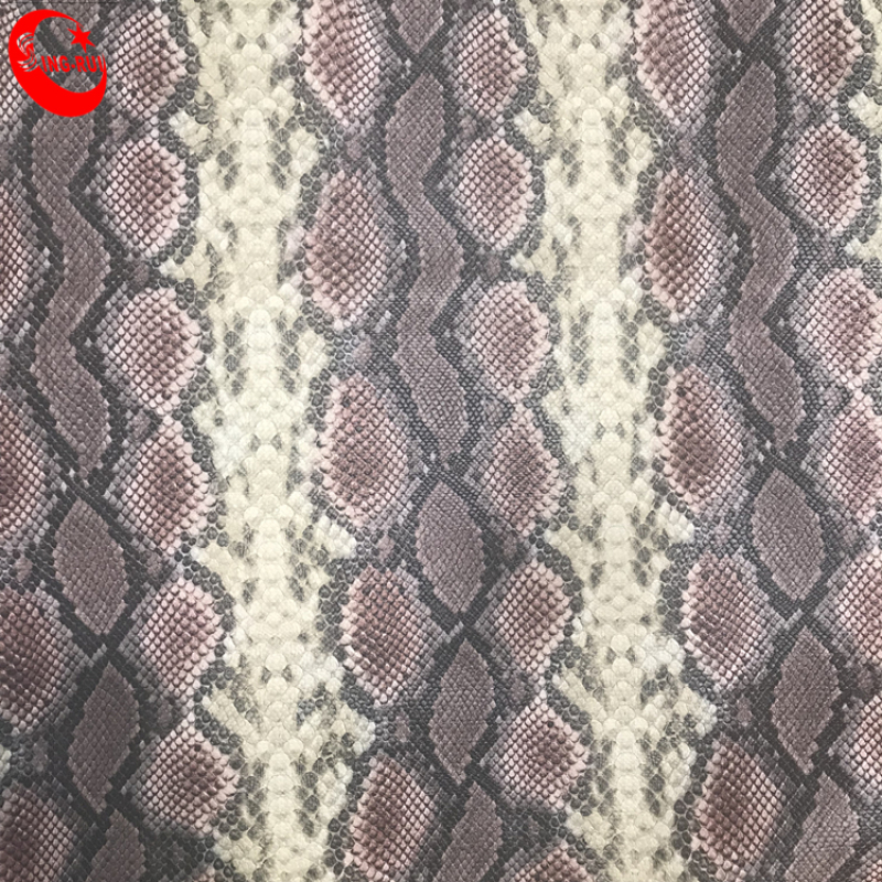 China Supplier High Quality PU Snake Grain Shoe Leather