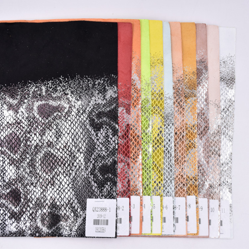 Cheap Fabric Manufacturer Custom Stock 100 Polyester Knitted Snake Skin Material Fabric Upholstery Bag Shoe