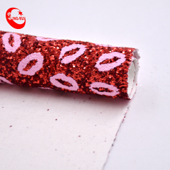 блестящий стиль Pink Lip Glitter Fabric для обуви