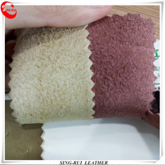 Proveedor de China de microfibra de alta calidad con respaldo de cuero monocromático de grano de avestruz