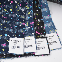 Новая недорогая высококачественная эластичная жаккардовая лоскутная ткань с тиснением на заказ Поставщик джинсовой ткани с кромкой Denim Brut