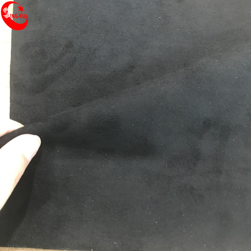 Black Pu Artificial Leather Suede Fabric For Shoes