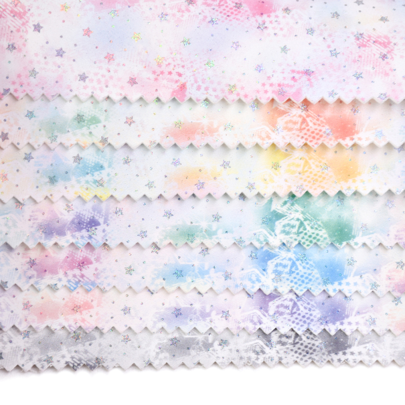 2020 NEW Free Sample Designer Printed Emboss Foil quality woven 1.35mm  synthetic pu leather material for shoes