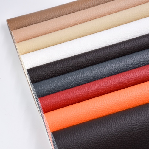 0.6mm Classical litchi design PVC leather with fish scale cloth backing for sofa