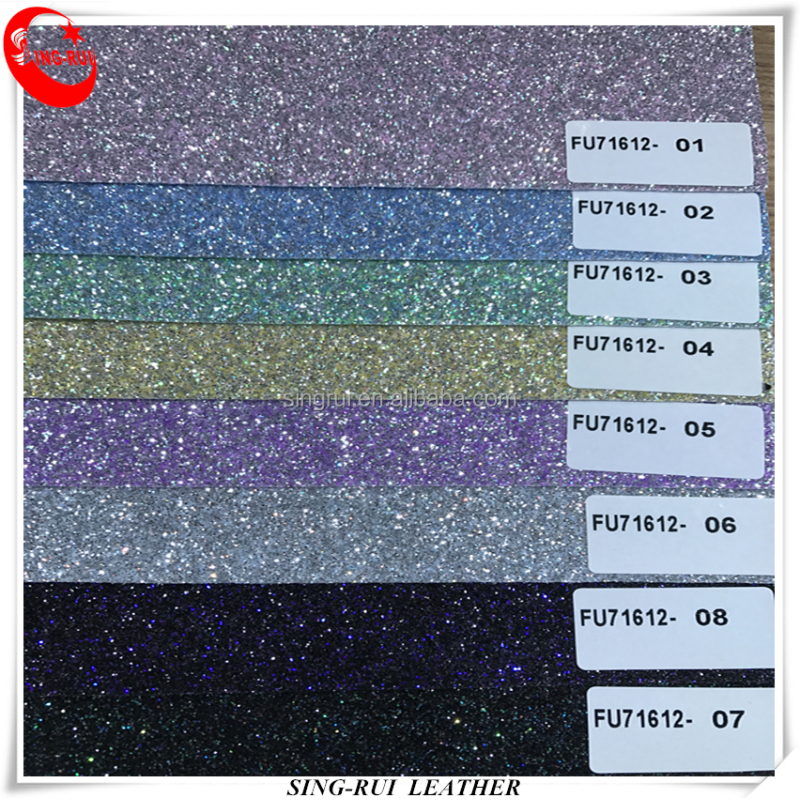 Faux Leather Sheets Glitter Materials Knitted TC Backing Use Shoes