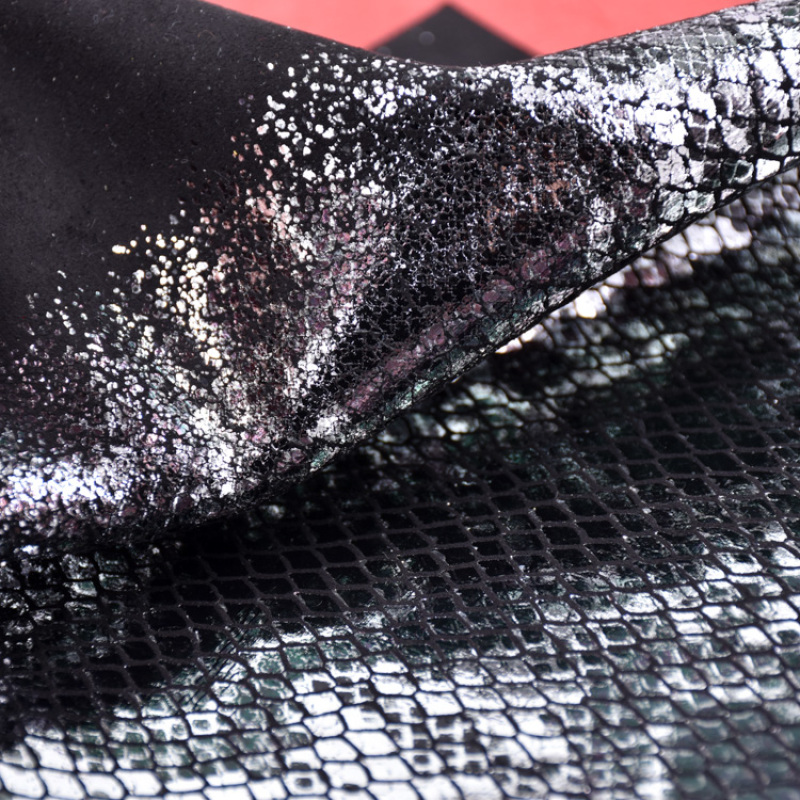 Cheap Fabric Manufacturer Custom Stock 100 Polyester Knitted Snake Skin Material Fabric Upholstery Bag Shoe