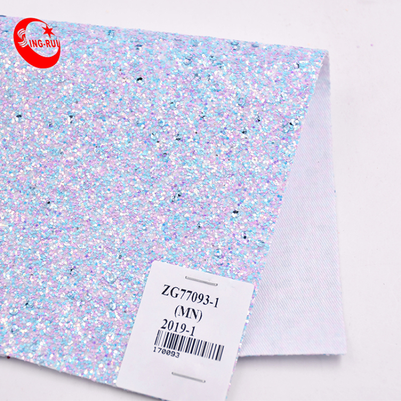 A4 Vinyl Sheet Iridescent Candy Color Chunky Glitter Fabric Solid Sparkly Faux Leather Sheets For Bag Shoes Decoration