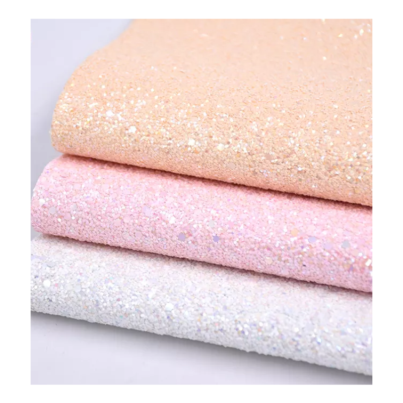 Chunky Holographic Colorful Reflective Embossed Glitter Fabric Wrinkle Resistant Pu Faux Leather Material For Shoes
