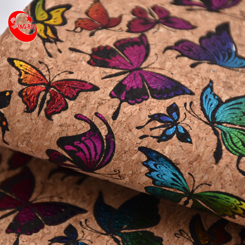 Colorful Natural Cork Handbag Butterfly Designer Cork Skin Leather