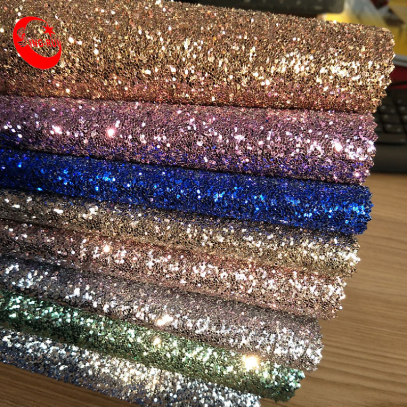 Hot Selling Shiny Chunky Glitter Leather Fabric Wallpaper