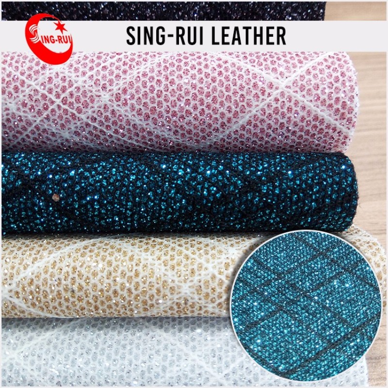 Popular Lady Shoe Material Shiny Mesh Fabric Glitter Fabric