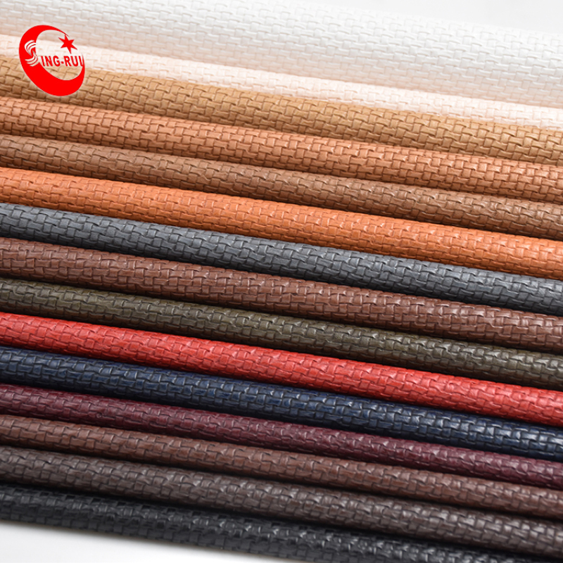 Weave Pattern PU Cotton Synthetic Leather Fabric